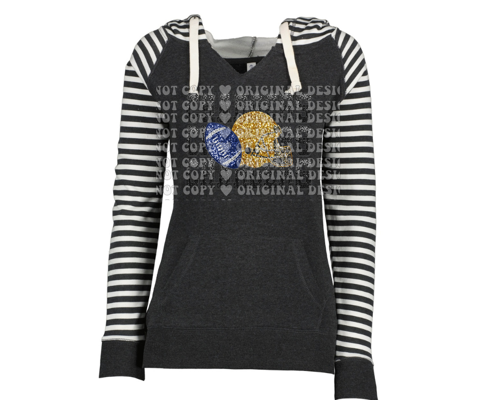Chargers Stacked Faux Glitter Football Striped Sleeves Hoodie Top Options Mio Chargers 2025