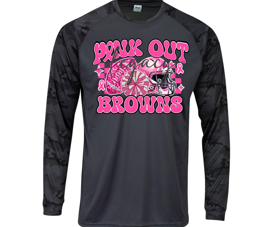 PINK OUT Football Helmet Pom Performance Dri Fit Top Options Ogemaw Browns
