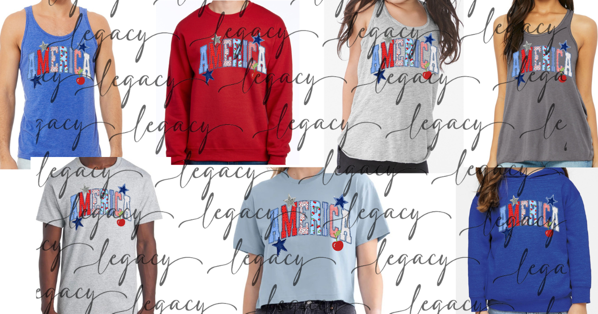 America Stars and Cherry University Style 4th Red White & Blue American Pride America Freedom