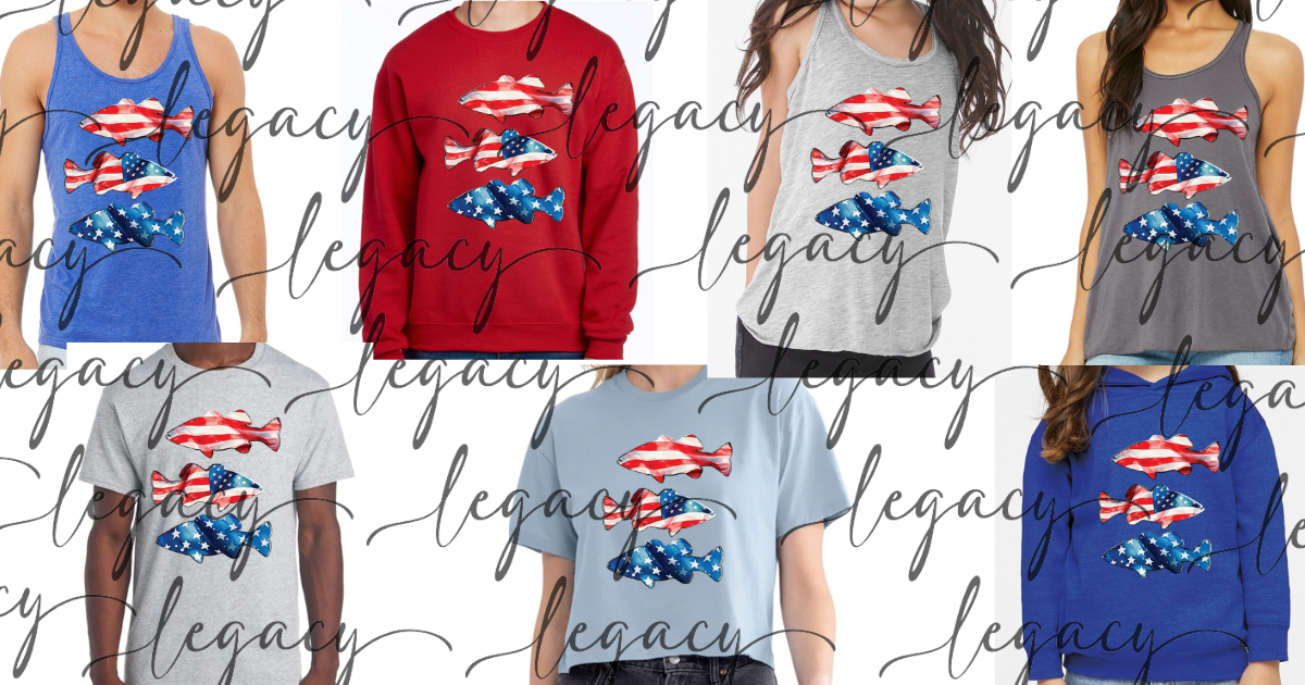 Patriotic Fish 4th Red White & Blue American Pride America Freedom