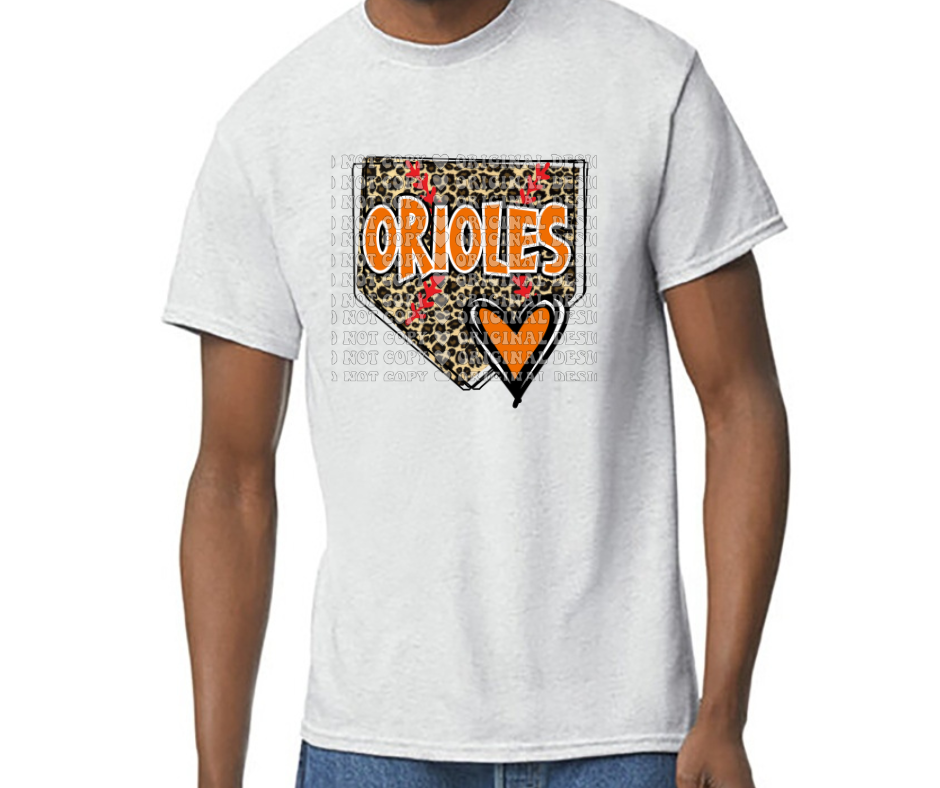 Orioles Leopard print Baseball Diamond Heart