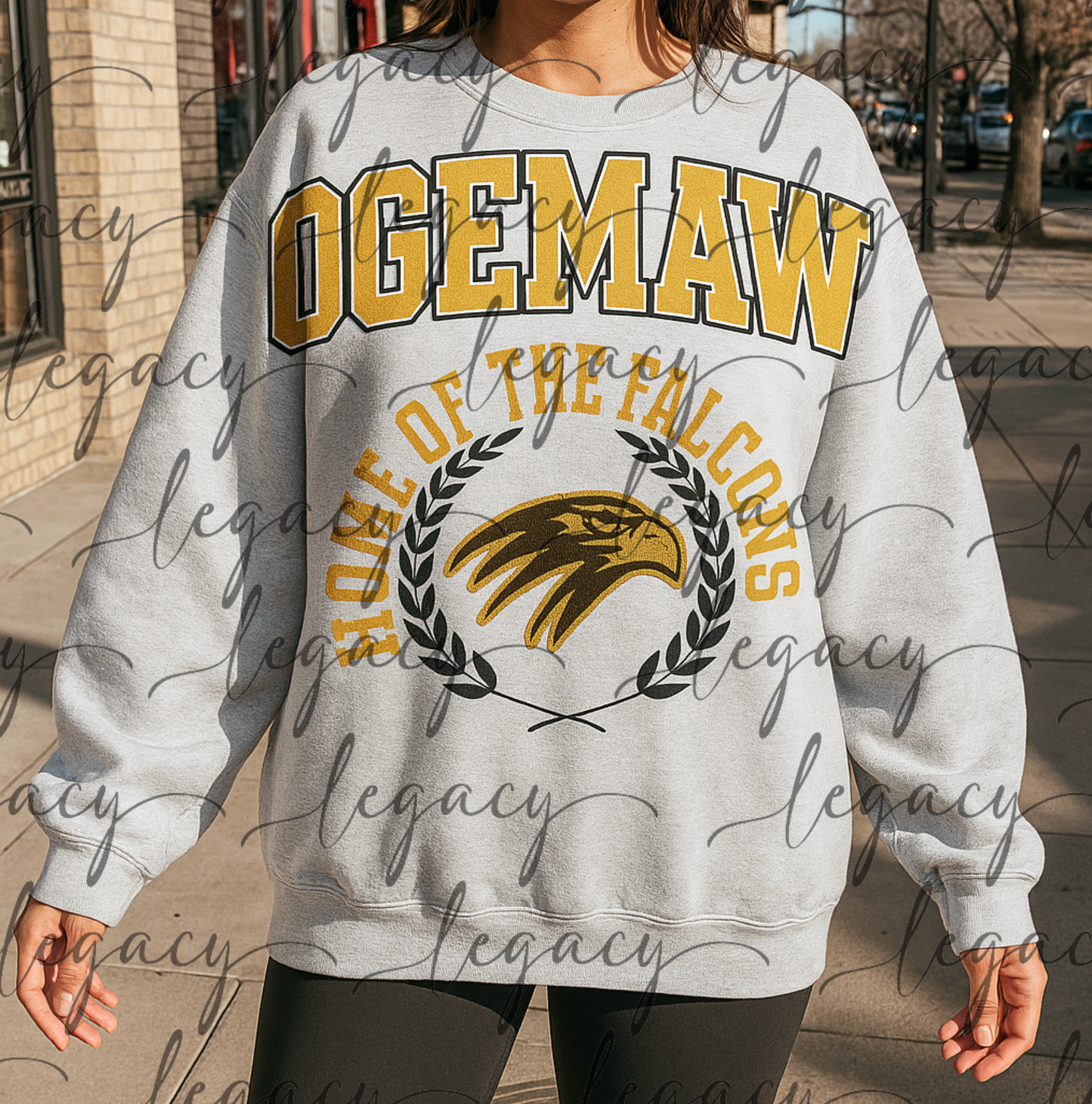 Oversized Jumbo Design Ogemaw Home of the Falcons Crewneck