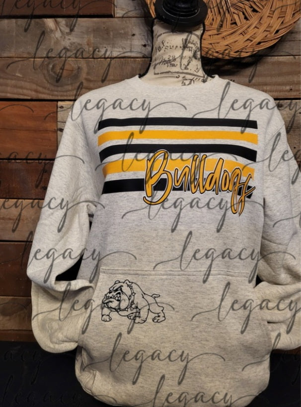 Bulldogs Pocket Detail Crewneck Hoodie Youth & Adult Top