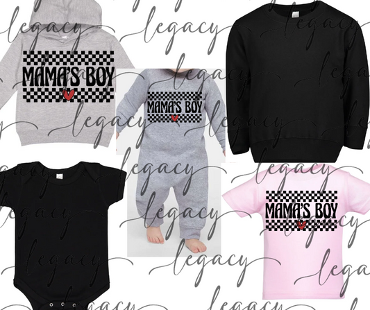Mama's boy checkered heart Valentines Vday 2026 Infant Toddler