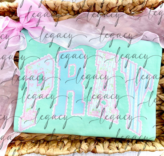 PRAY Super Sweet Floral Vintagey Comfort Colors Gray Mint